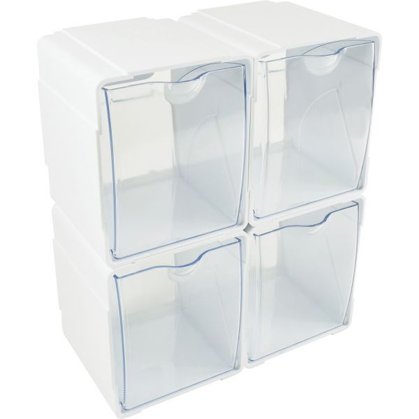 DEF421103 deflecto Next Gen Interlocking Tilt Bin, 4 5/8 x 4 7/8 x 5 1/2, White/Clear