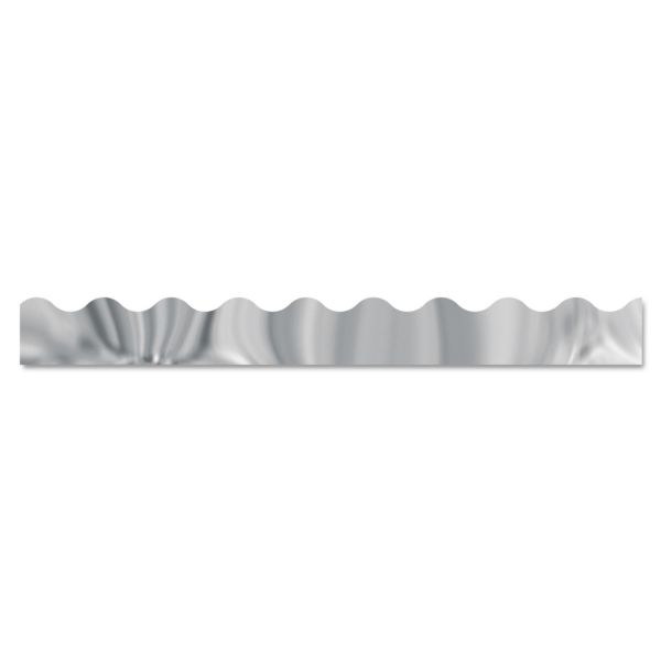 TEPT91253 TREND Terrific Trimmers Metallic Borders, Silver, 12 Strips, 2 1/4" x 39" each