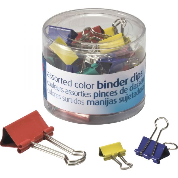 OIC31026 Officemate Binder Clips, Metal, Assorted Colors/Sizes, 30/Pack