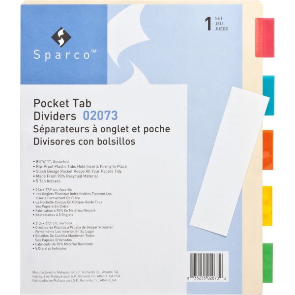 SPR02073 Sparco Ring Binder Pockets With Tab Dividers