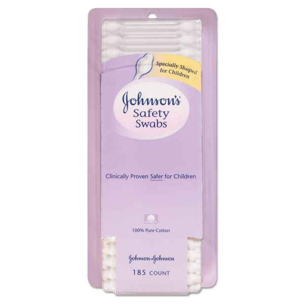 JOJ002948 Johnson & Johnson Pure Cotton Swabs, Safety Swabs, 185/Pack