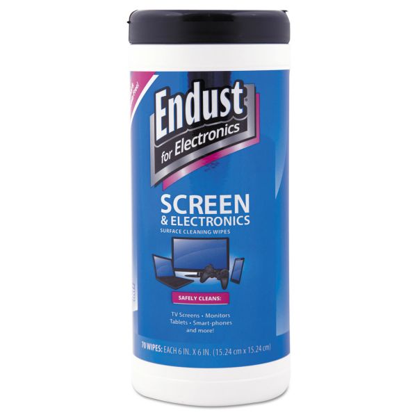 END11506 Endust Antistatic Cleaning Wipes, Premoistened, 70/Canister