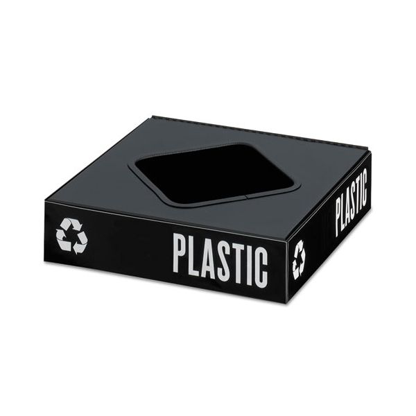 SAF2989BL Safco Public Square Recycling Container Lid, Square Opening, 15.25 x 15.25 x 2, Black