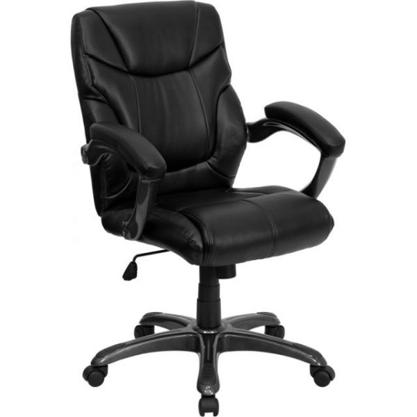 FHFGO724MMIDBKLEAGG Flash Furniture Mid-Back Overstuffed Office Chair