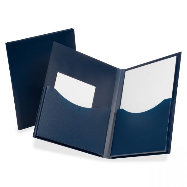 OXF57455 Oxford Poly Double Stuff Gusseted 2-Pocket Folder, 200-Sheet Capacity, Navy