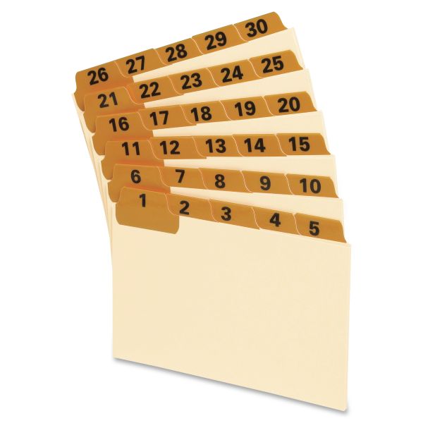 OXF03532 Oxford Laminated Index Card Guides, Daily, 1/5 Tab, Manila, 3 x 5, 31/Set