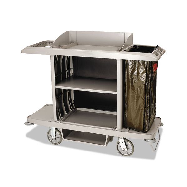 RCP6189PLA Rubbermaid Commercial Housekeeping Cart, 22w x 60d x 50h, Platinum