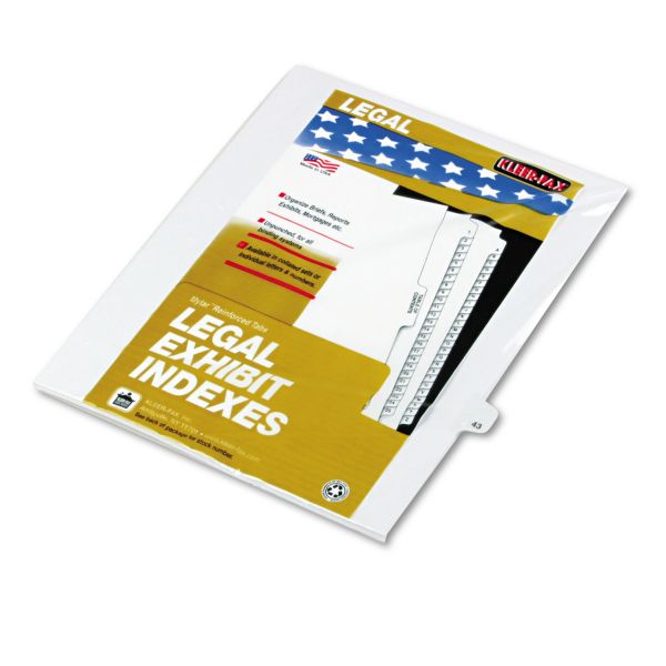 KLF82243 Kleer-Fax 80000 Series Legal Index Dividers, Side Tab, Printed "43", 25/Pack
