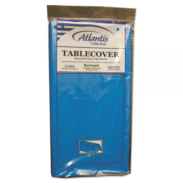 ATL2TCB10812 Plastic Table Cover, 54" x 108" Rectangle, Blue, 12/Carton
