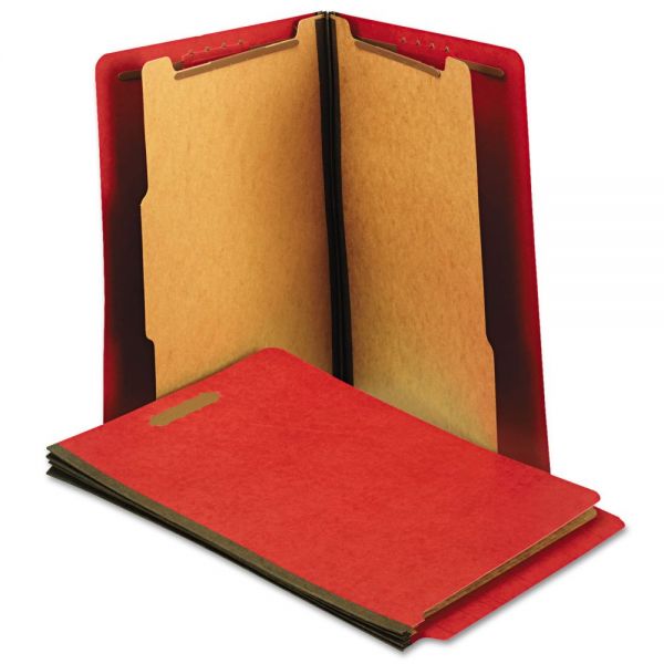 UNV10320 Universal Pressboard End Tab Folders, Letter, Six-Section, Bright Red, 10/Box
