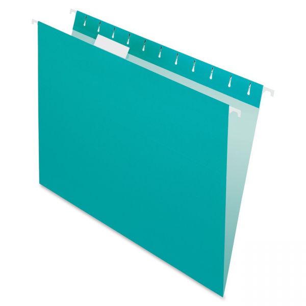 PFX81616 Pendaflex Colored Hanging Folders, 1/5 Tab, Letter, Aqua, 25/Box