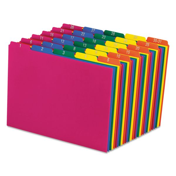 PFX40143 Pendaflex Top Tab File Guides, Daily/1-31, 1/5 Tab, Polypropylene, Letter, 31/Set