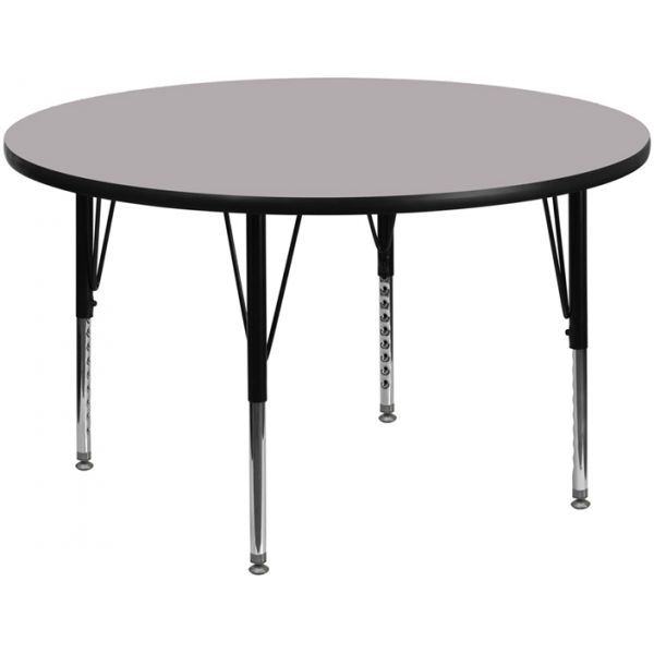 FHFXUA48RNDGYTPGG Flash Furniture 48'' Round Activity Table with Grey Thermal Fused Laminate Top and Height Adjustable Preschool Legs