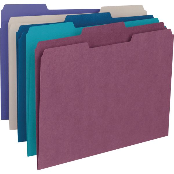 SMD11948 Smead File Folders, 1/3 Cut Top Tab, Letter, Deep Assorted Colors, 100/Box