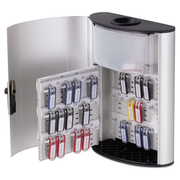 DBL196823 Durable Key Box Plus, 54-Key, Brushed Aluminum, Silver, 11 3/4 x 4 5/8 x 15 3/4
