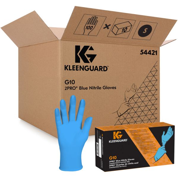 Kleenguard G10 Blue Nitrile Gloves - Small Size - For Right/Left Hand - Nitrile - Blue - High Tactile Sensitivity, Textured Grip - For Food Handling, Food Preparation, Manufacturing, Food Service, Electrical, Electrical Contracting, Painting, Automot