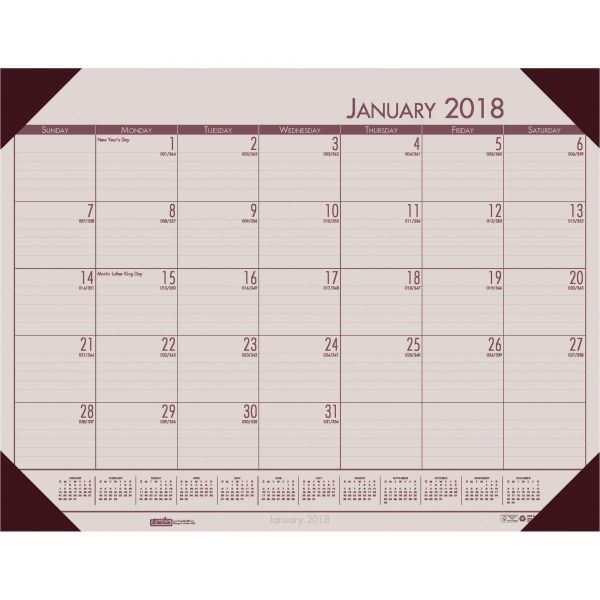 HOD12470 House of Doolittle Recycled EcoTones Sunrise Rose Monthly Desk Pad Calendar, 22 x 17, 2018