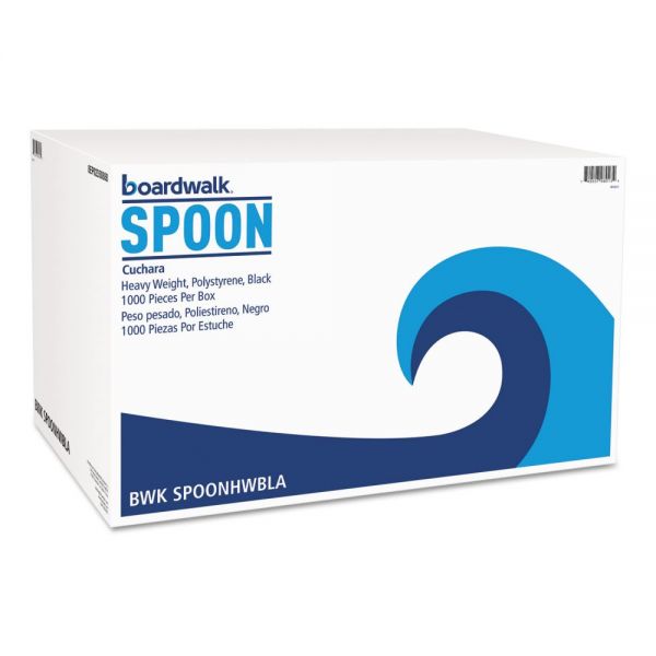 BWKSPOONHWBLA Boardwalk Heavyweight Polystyrene Cutlery, Teaspoon, Black, 1000/Carton