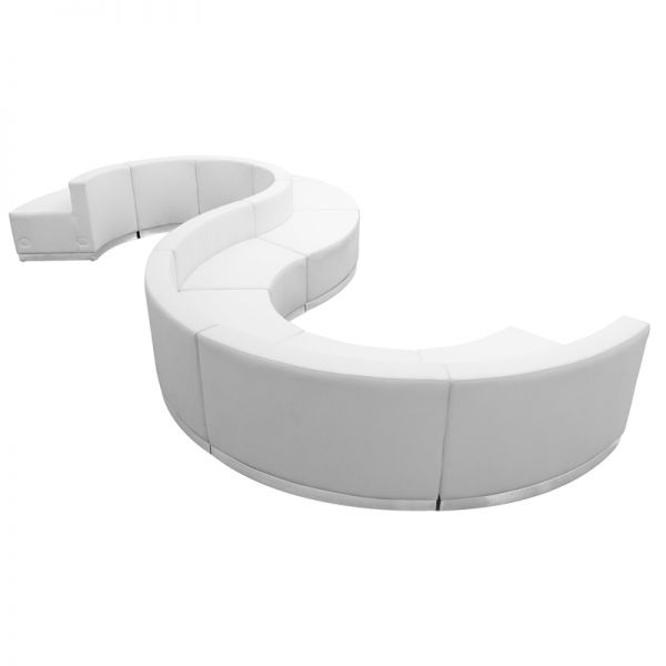 FHFZB803420SETWHGG Flash Furniture HERCULES Alon Series Melrose White Leather Reception Configuration, 9 Pieces