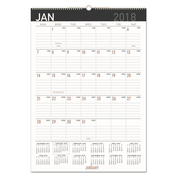 AAGPM2X28 AT-A-GLANCE Contemporary Medium Monthly Wall Calendar, 12 x 17, 2018