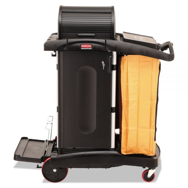 RCP9T7500BK Rubbermaid Commercial High-Security Healthcare Cleaning Cart, 22w x 48-1/4d x 53-1/2h, Black