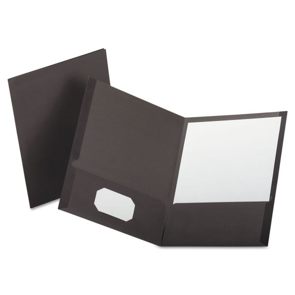 OXF53405 Oxford Linen Finish Twin Pocket Folders, Letter, Gray, 25/Box
