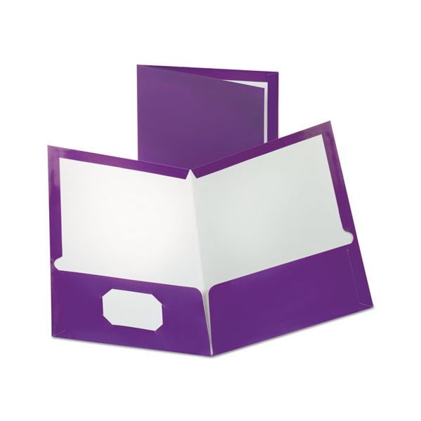 OXF5049526 Oxford Two-Pocket Laminated Folder, 100-Sheet Capacity, Metallic Purple, 25/Box