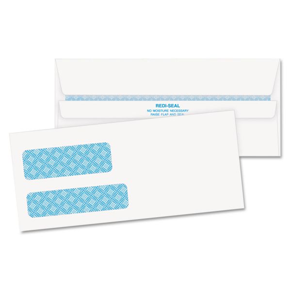 QUA24529 Quality Park 2-Window Redi-Seal Security-Tinted Envelope, #9, 3 7/8 x 8 7/8, White, 500/Box