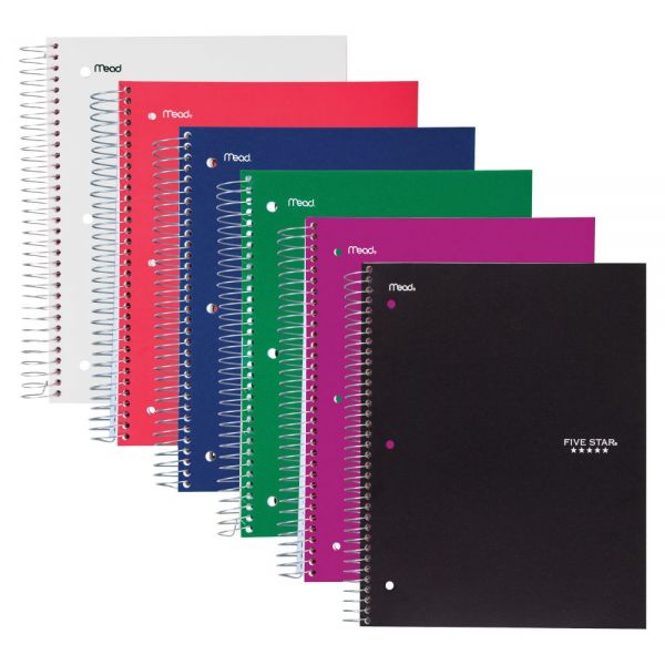 MEA05206 Five Star 5-Subject Wide Ruled Spiral Notebook