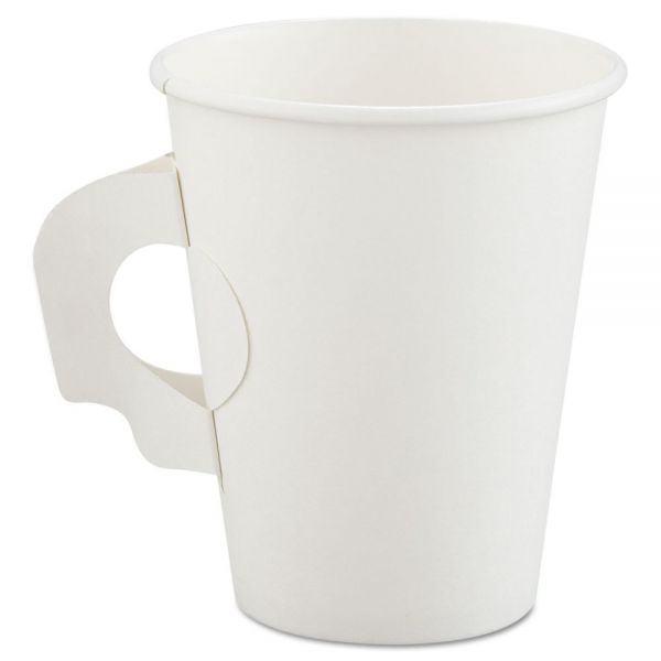 SCC378HW Dart Polycoated Hot Paper Cups with Handles, 8 oz, White