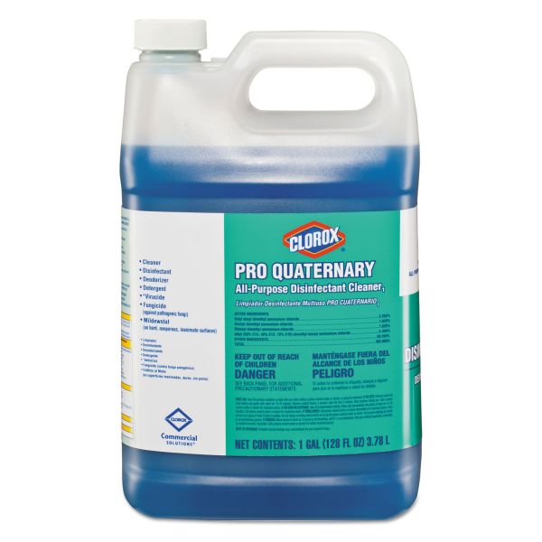 CLO30423 Clorox Pro Quaternary All-Purpose Disinfectant Cleaner, 128 oz Bottle, 2/Carton