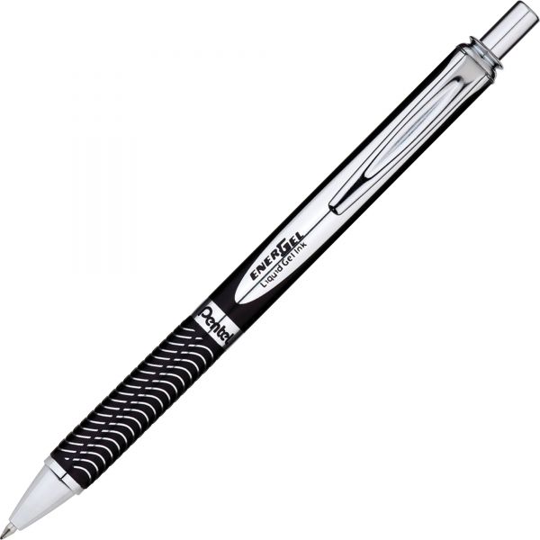 PENBL407AA Pentel EnerGel Alloy RT Retractable Liquid Gel Pen, .7mm, Black Barrel, Black Ink