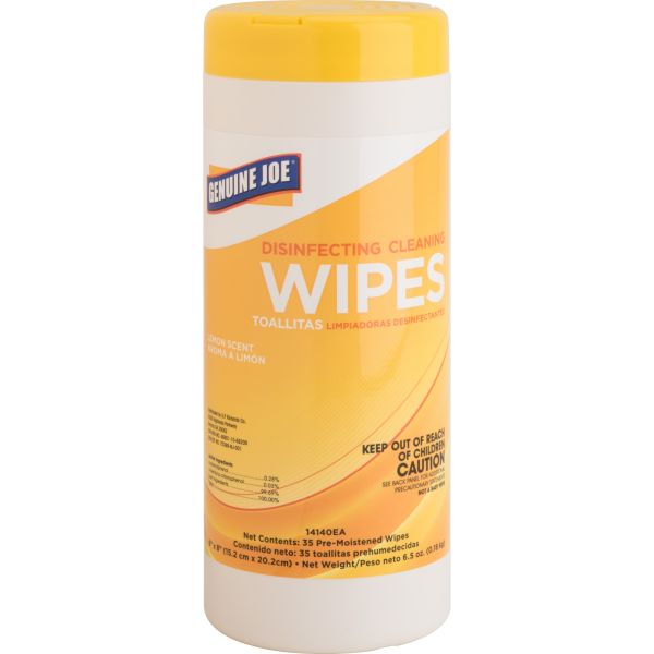 GJO14140EA Genuine Joe Lemon Scent Disinfectg Cleaning Wipes