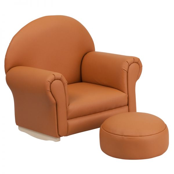 FHFSF03OTTOBRNGG Flash Furniture Kids Brown Vinyl Rocker Chair and Footrest