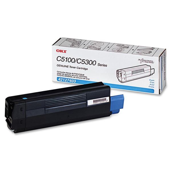 OKI42127403 Oki 42127403 High-Yield Toner (Type C6), 5000 Page-Yield, Cyan