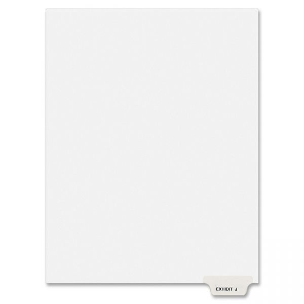 AVE11949 Avery-Style Preprinted Legal Bottom Tab Divider, Exhibit J, Letter, White, 25/PK