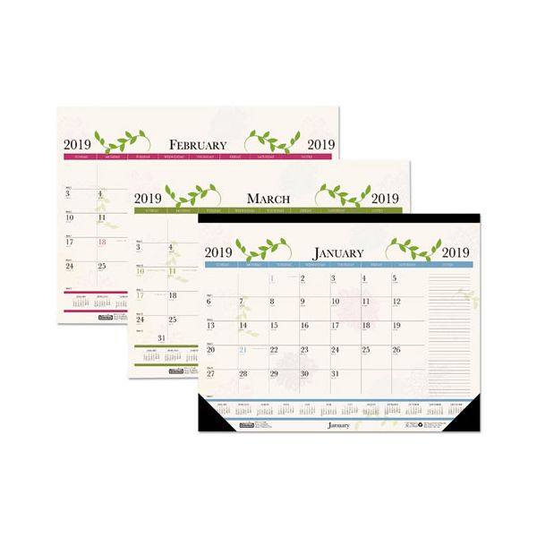 HOD1846 House of Doolittle Recycled Floral Desk Pad Calendar, 18 1/2 x 13, 2019