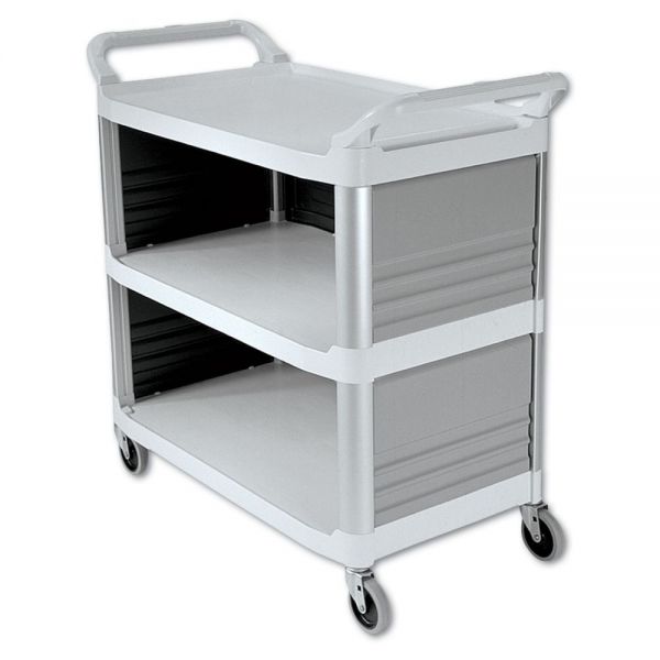 RCP4093CRE Rubbermaid Commercial Xtra Utility Cart, 300-lb Cap, Three-Shelf, 20w x 40-5/8d x 37-4/5h, Off-White