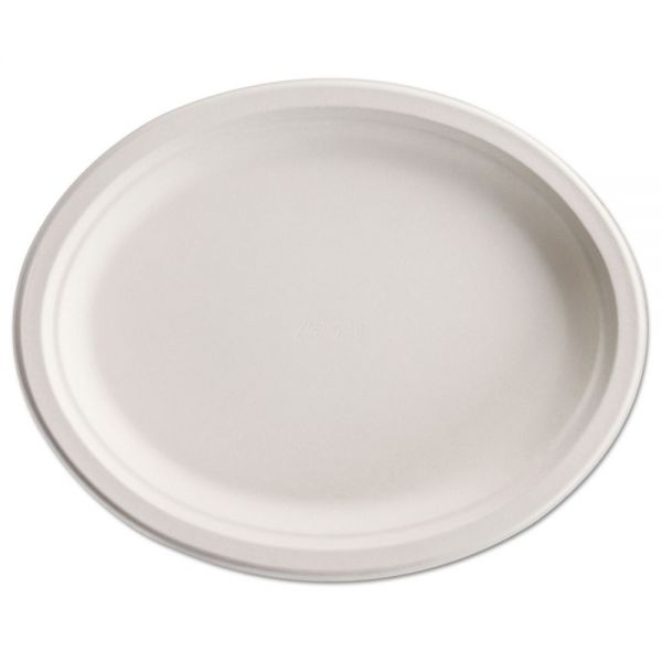 HUH25779 Chinet Paper Pro Oval Platters, 9 3/4" x 12 1/2", Natural, 125/PK, 4 PK/CT