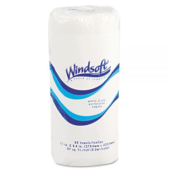 WIN122085CT Windsoft Perforated Paper Towel Rolls, 11 x 8 4/5, 2-Ply, White, 85 Sheets/Roll, 30 Rolls/Carton