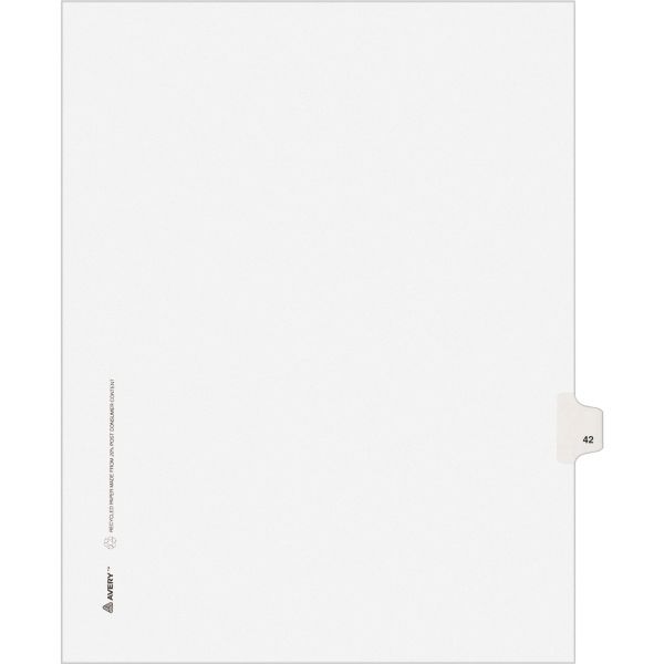 AVE01042 Avery-Style Legal Exhibit Side Tab Divider, Title: 42, Letter, White, 25/Pack