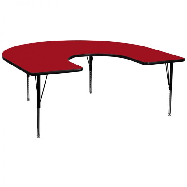 FHFXUA6066HRSEREDTPGG Flash Furniture Height Adjustable Horseshoe Shaped Activity Table