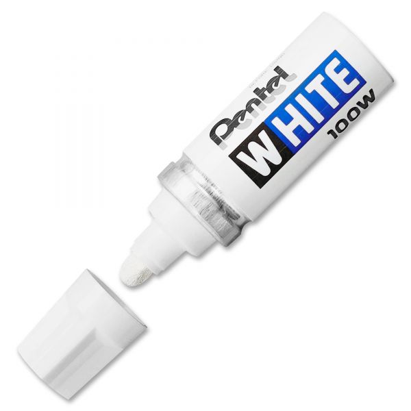PEN100W Pentel Permanent Marker, Broad Tip, White