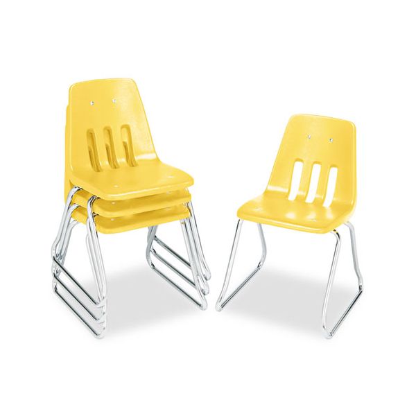 VIR961647 Virco 9600 Classic Series Classroom Chairs, 16" Seat Height, Squash/Chrome, 4/Carton