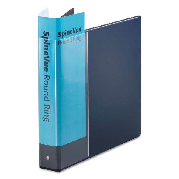 CRD16702 Cardinal Spine Vue Locking 3-Ring View Binder, 1 1/2" Capacity, Round Ring, Navy