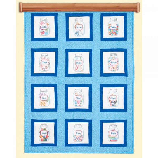 NOTM051971 Jack Dempsey Themed Stamped White Quilt Blocks