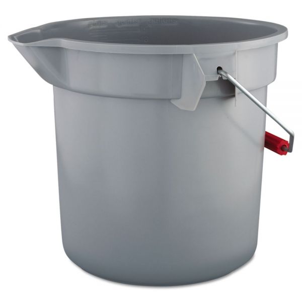 RCP2614GRAY Rubbermaid Commercial Brute Round Plastic Bucket, 14qt, Gray