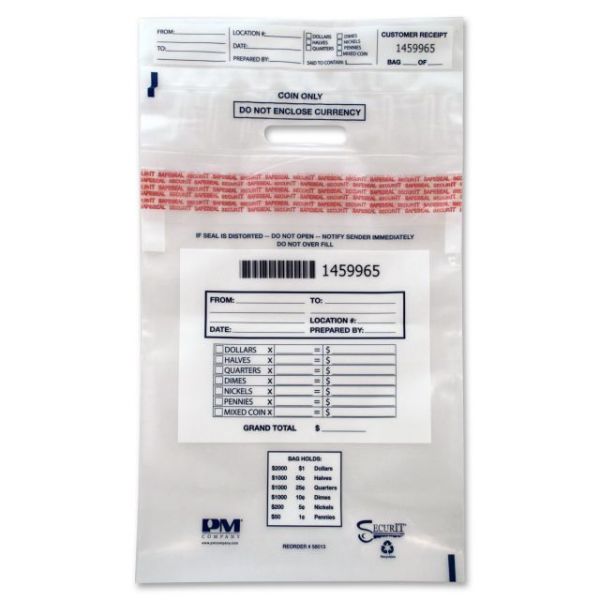 PMC58013 Clear Disposable Plastic Coin Tote, 50 lb Cap, 6.5mil, 13 x 22, 100 per Box