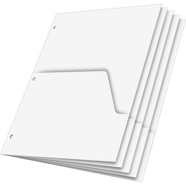 CRD60155 Cardinal Untabbed Ring Binder Double Pocket Dividers, Letter, White, 5/Pack