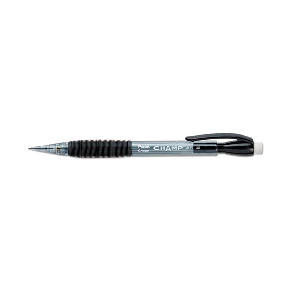 PENAL19A Pentel Champ Mechanical Pencil, 0.9 mm,Translucent Black Barrel, Dozen